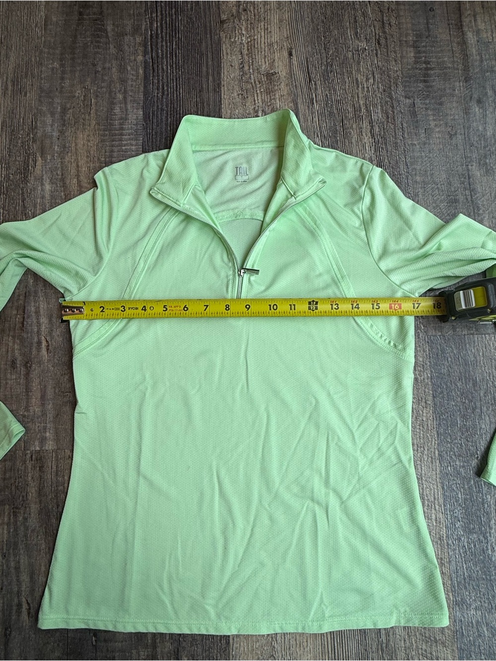 Womens Tail Golf Long Sleeve Shirt Light Green 1/4 Zipper Small S - Picture 4 of 6
